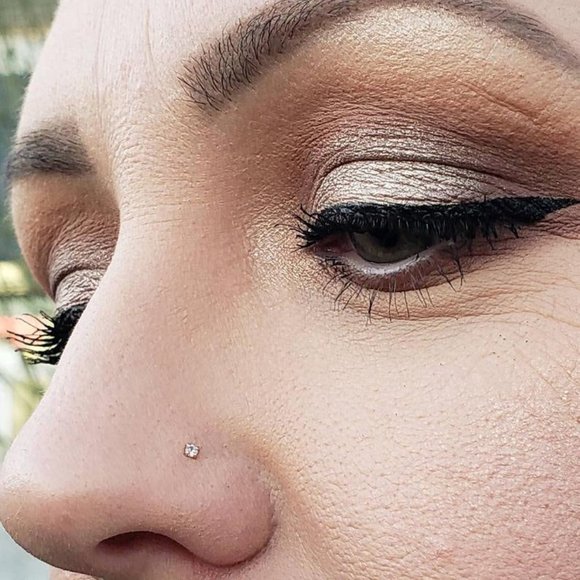 LAB Grown Diamond 2.00mm 14K solid Gold Nose Stud, Bone Ball End Nose Stud 20GA - Picture 5 of 7